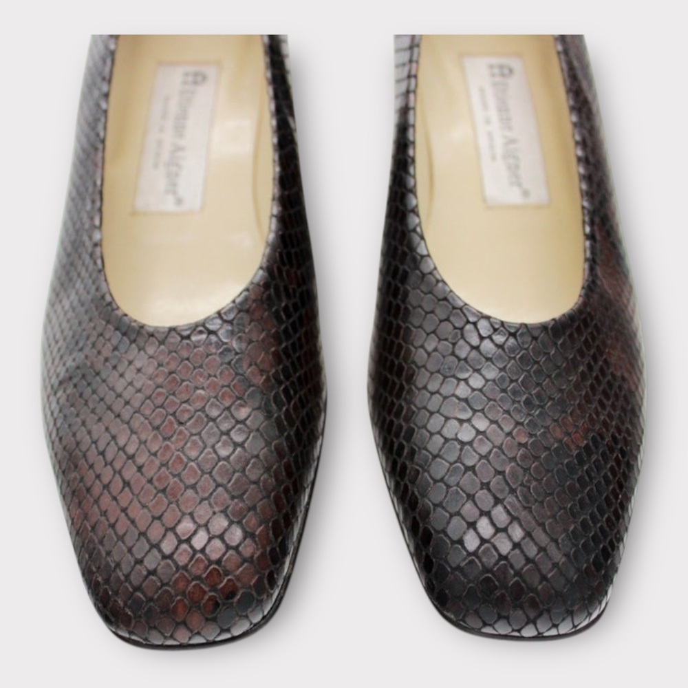 Vintage 90s Etienne Aigner Chunky Heel Snakeskin Leather Pumps US Size 7.5 - Picture 6 of 10